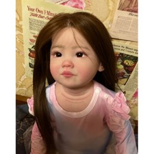 30in Huge Finished Reborn Baby Doll Toddler Girl with Hand-Rooted Hair Handmade