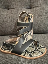 Crown Vintage Aaliya Black Leather Sandals With Toe Ring, Women's Sz 7