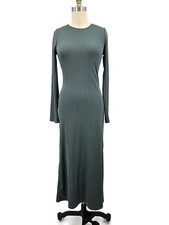 Reformation Benedict Juniper Dress Womens S Ribbed Open Back Long Sleeve