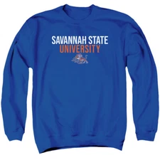 Savannah State Adult Crewneck Sweatshirt Stacked, Royal Blue, S-3XL