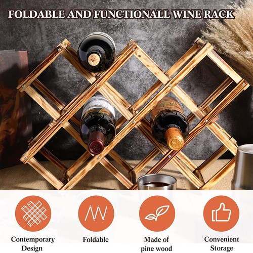 Wooden Wine Rack Display Shelf Stand for Home Bar Storage Wine Bottle Holder - Picture 9 of 14