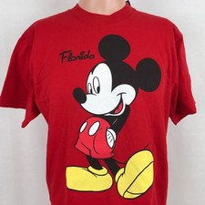 Disney Mickey Mouse Florida Theme Park T Shirt Vtg 90s Deadstock Red Size M