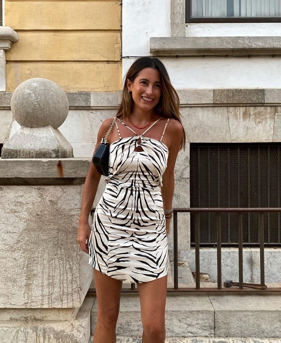 blue leopard print dress zara Zara Leopard Print Dress – SB Dress Hire main image 1