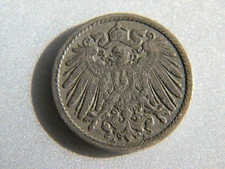 Historical Antique- German 5 Pfennig Coin - More than 100 Years Old Coin