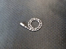 Silver Stainless Steel Rice & 2 Smashed Ball Bead Short Dog Tag Chain Key Chain