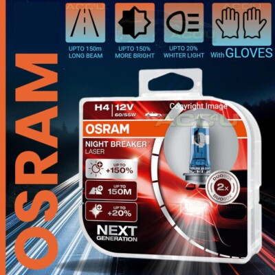 #ad #ad Osram Night Breaker Laser 12v H4 Car 150% Brighter Upgrade Headlight Bulbs GBP 21.95