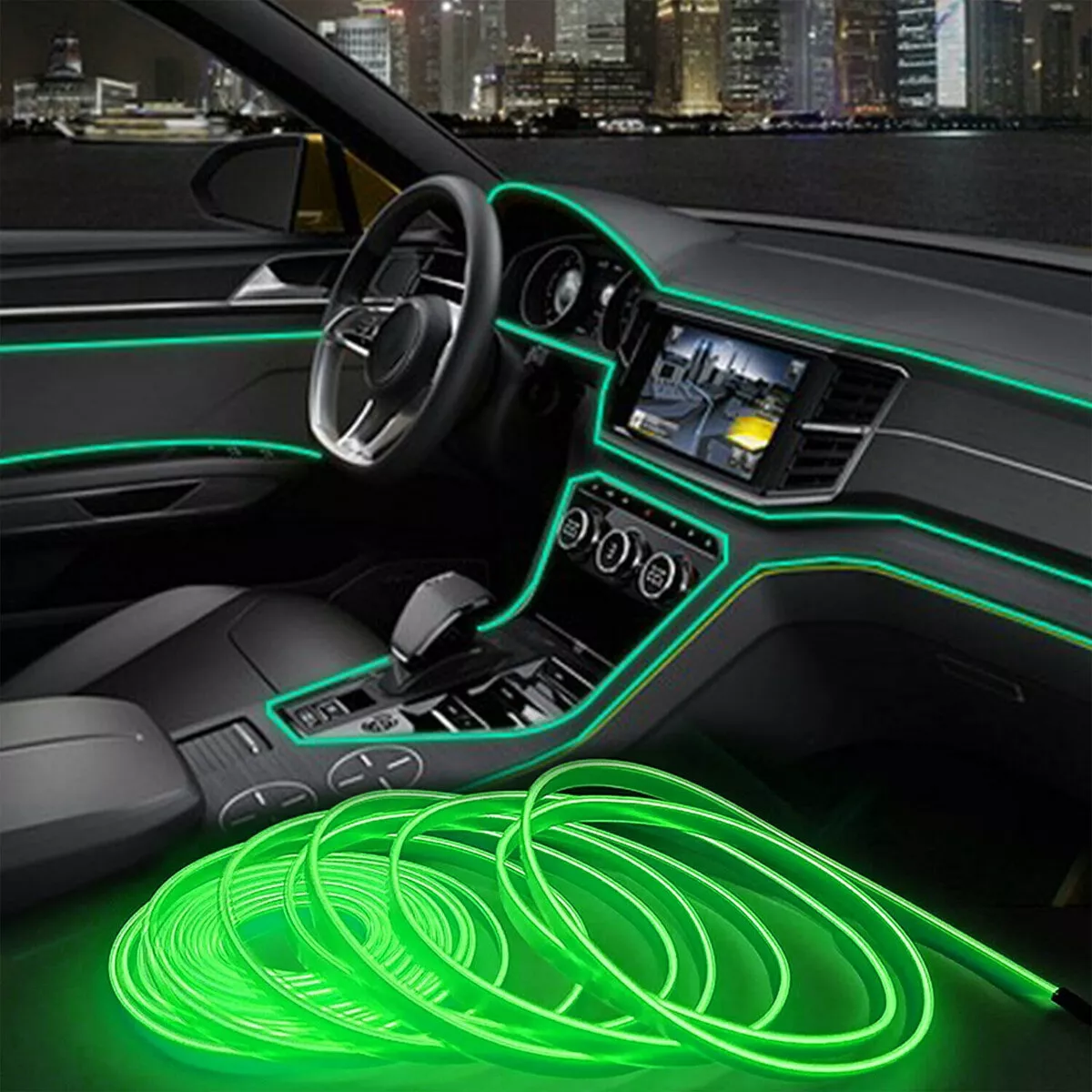 6.6FT Green Car Interior Atmosphere Wire Strip Light LED Decor Lamp  Accessories