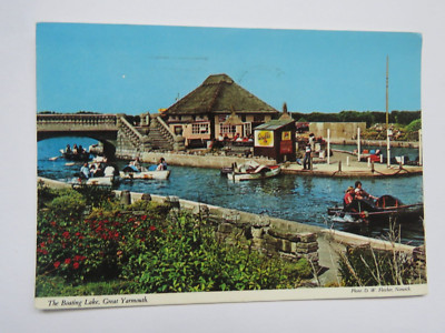 Vintage 1984 Great Yarmouth Bootfahren See Mauern Eis Echt Foto Postkarte