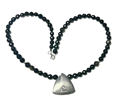 45 cm Facettiert Gold-Obsidian Edelstein Kette mit 925/ Silber Herz (AN-19 *) - Bild 1 von 4