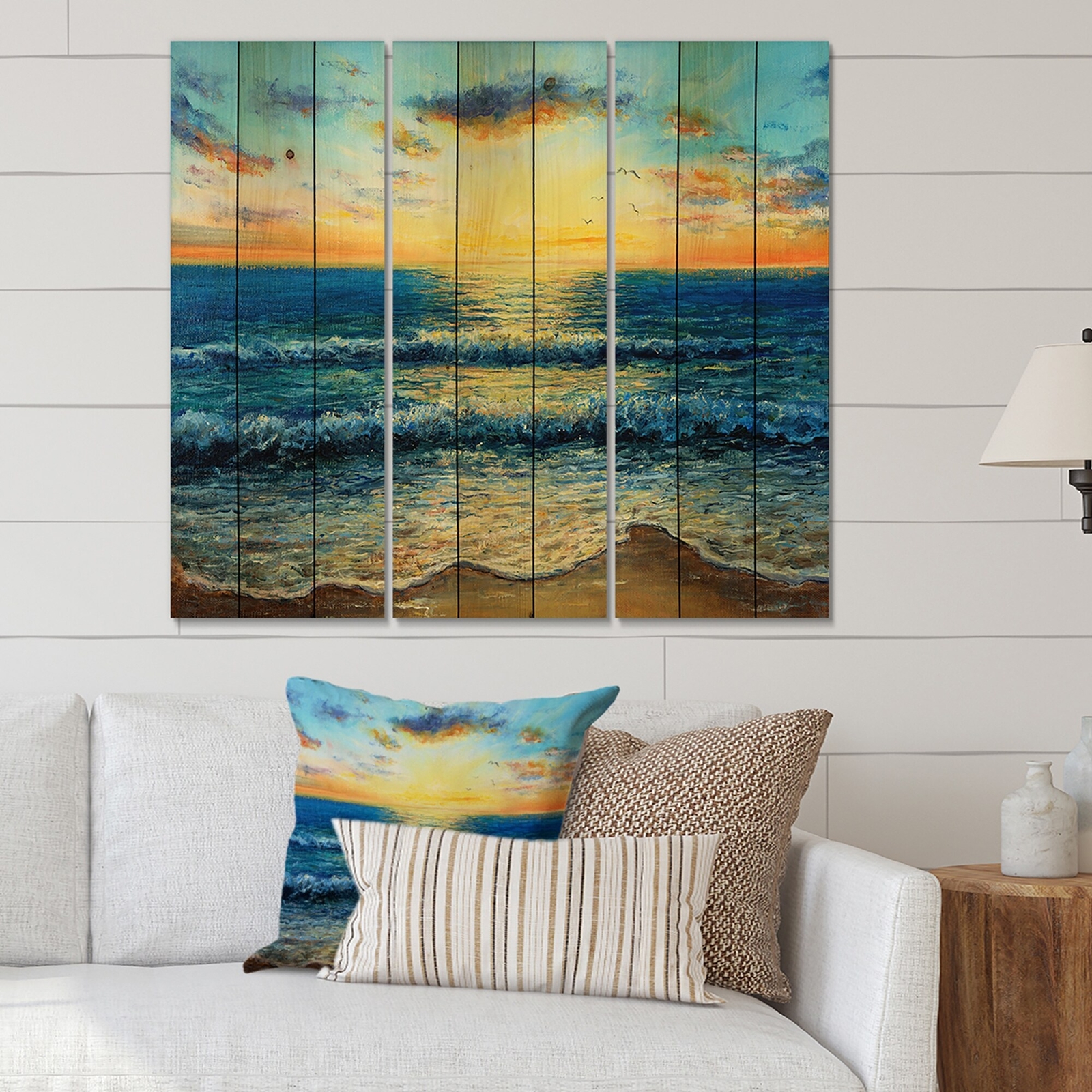 Designart 'Morning Light On The Ocean Waves I' Nautical &