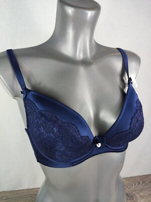 Neu Boux Avenue Navy Samantha Full Support Plunge BH mit Bügel gepolstert