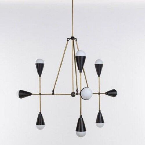 Modern Industrial Brass Sputnik Chandelier 9 Arm Painted Finish Decorative Light - Picture 1 of 3