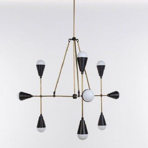 Modern Industrial Brass Sputnik Chandelier 9 Arm Painted Finish Decorative Light