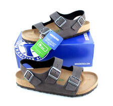 New BIRKENSTOCK Milano BS Size 11 Regular Fit Black Vegan Leather Men Sandals