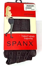 Spanx Tight End Tights Size E Black Bittersweet Pattern Cotton Crotch NIP