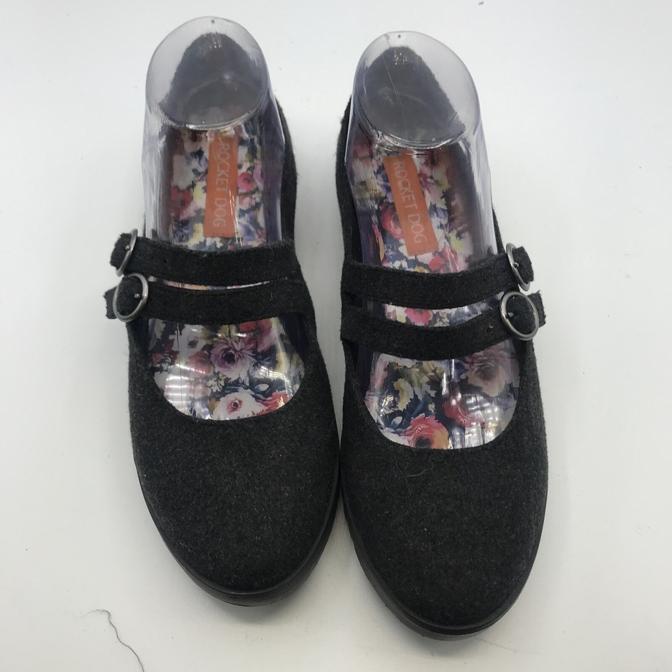 Rocket Dog Mary Jane Shoes Dark Grey Wool women's Size 8 US Style C393