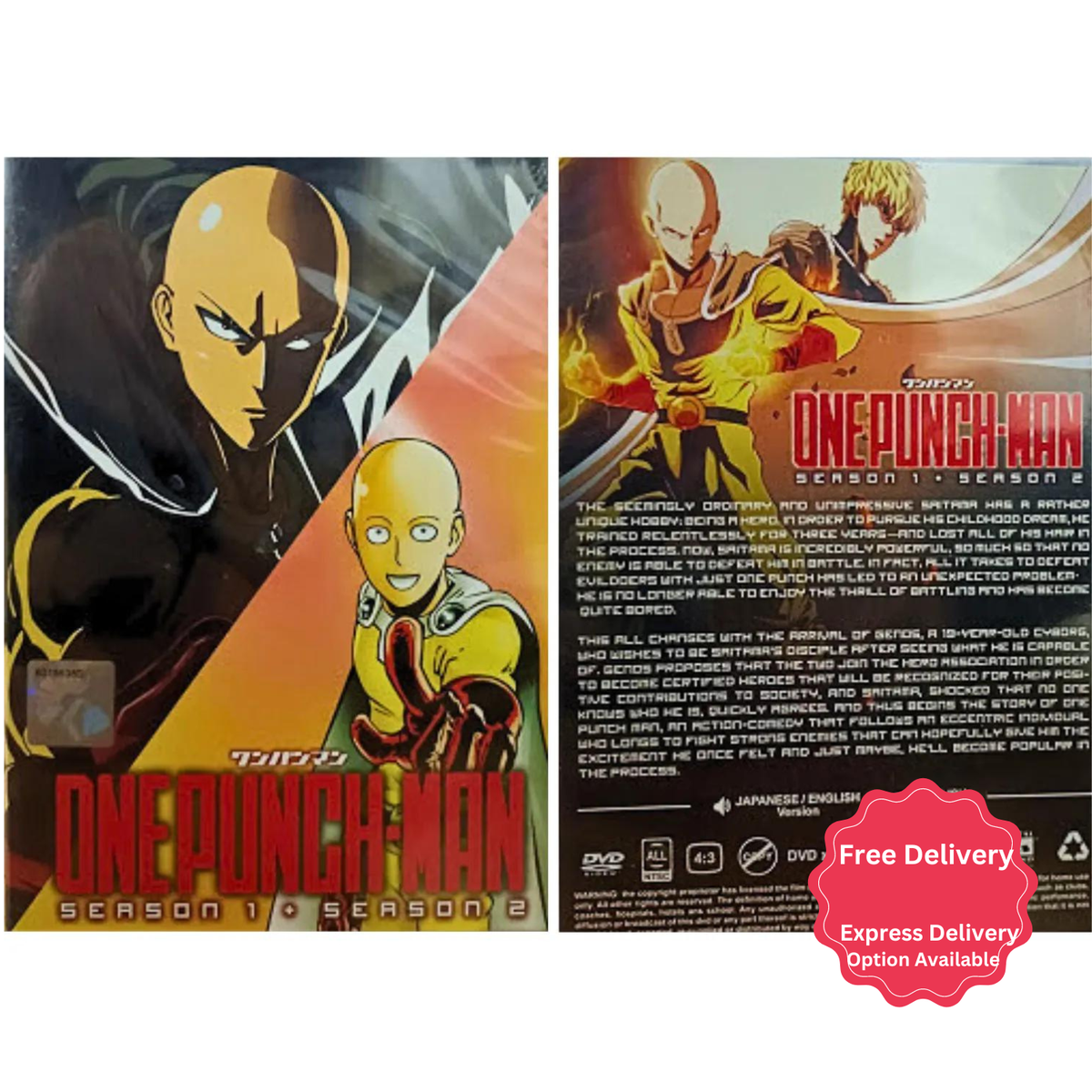 ONE PUNCH MAN (SEASON 1+2) ANIME TV SERIES DVD (24 EPS) (ENG DUB