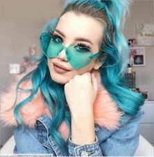 Heart Sunglasses Festival 400UV One piece Rimless No Frame Glasses Candy Colour 