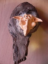 Gnomo elfo folletto corteccia legno fantasy wood  handmade