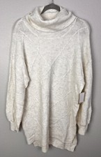 14th Union Womens Long Sleeve Sweater Dress Turtleneck Ivory Sz Large