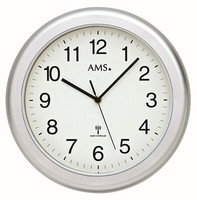 Ams 5956 Wanduhr Funk Baduhr Badezimmeruhr Analog Wasserdicht Silber Kunststoff