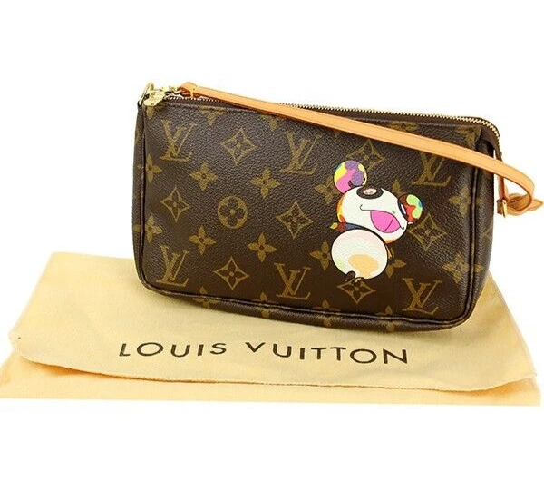 LOUIS VUITTON Murakami Panda Pochette Monogram Canvas Accessoires Pouc