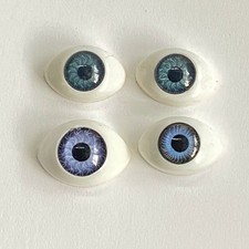 Vintage 4 Doll Glass eyes flat back 1 pair, 2 single all blue