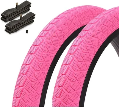 Set neumáticos BMX KENDA + cámaras KUJO 20 pulgadas 1,95 rosa AV - Imagen 1 de 4