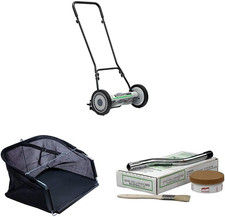 1815-18 18-Inch Push Reel Lawn Mower & Sharpening Kit & Grass Catcher Bundle