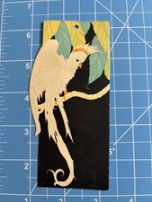 1920s Art Deco Bookmark Style Tally Card Parrot Tropical Night By Gibson