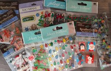 New scrapbook stickers Christmas Candy Canes gingerbread lights tree Santa gifts