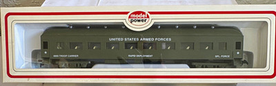 Model Power HO 9895 67' Harriman Coach Troop Carrier US Armed Forces Green