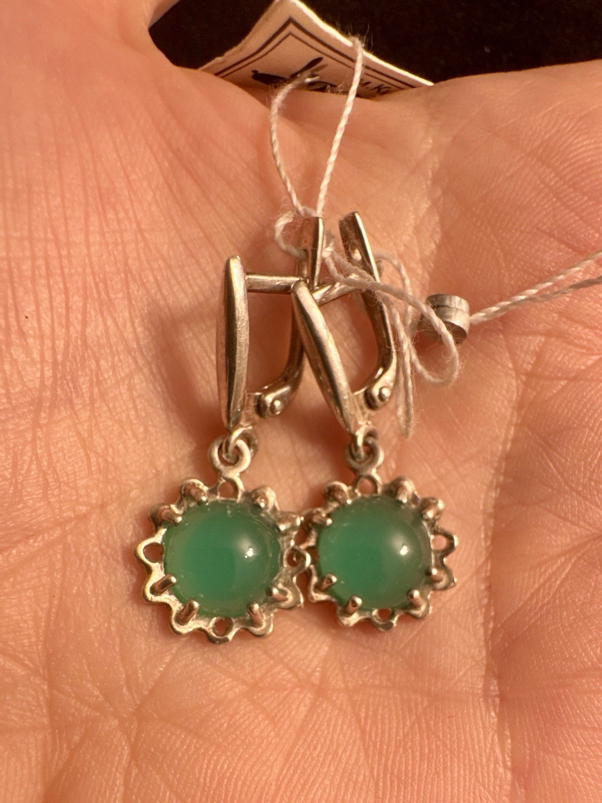 Green quartz silver earrings, new image 4