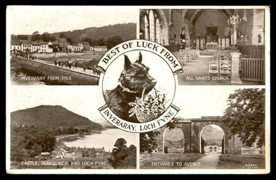 Postcard Scottish Terrier - Inveraray and Loch Fyne, Scotland