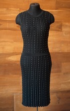 Versace Black Ribbed Knit Dress with Studs / Designer Bodycon Dress, Size IT 40