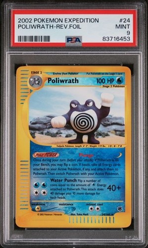 2002 Pokemon Expedition Poliwrath 24/165 Reverse Holo PSA 9 Mint