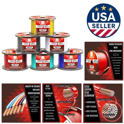 Colorful 14 Gauge Wire Set - 6 Rolls of 100ft Each, Perfect for Automotive Use