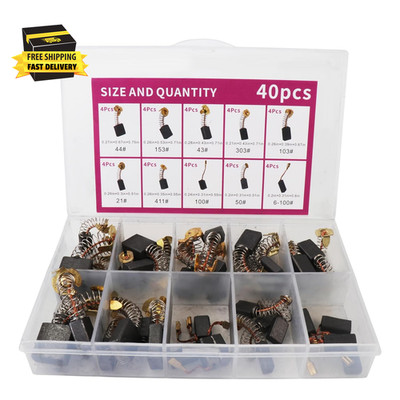 Electric Motor Carbon Brushes 40Pcs 10 Different Models of Carbon Brushes Suitab