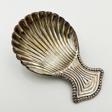 RARO CUCCHIAIO CADDY CONCHIGLIA VECCHIO PIATTO SHEFFIELD GEORGE III c1780