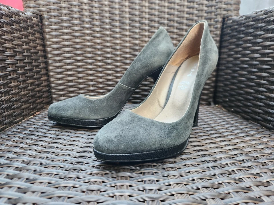 (M080 952) 👠 Escarpins André en daim gris-vert — Taille 36 - Photo 1/4