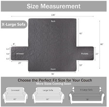 Quilted Top Earl Grey 78" Couch Cover-Water Proof