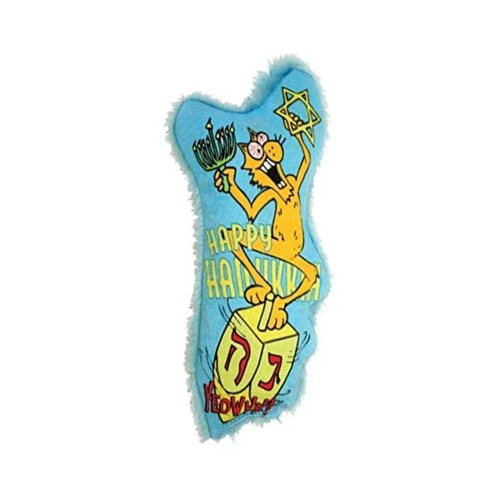 Yeowww Dreidel Krinkle Catnip Toy Blue