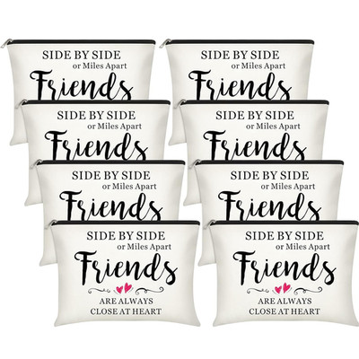 8 Pieces Friendship Gift Friend Makeup Bags Friendship Cosmetic Bags Portable Co