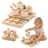 Mamabrum Holz-Teeservice 18-Teilig Mit Tablett Und Schublade FüR Kinder Ab 3