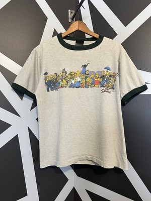 VTG The Simpsons Ringer T-Shirt Men s Sz-M Full Cast 2002 Cartoon Tv Show