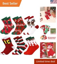 6 Pairs of Cozy Christmas Socks - Warm, Anti-Slip Fuzzy Slippers for Adults