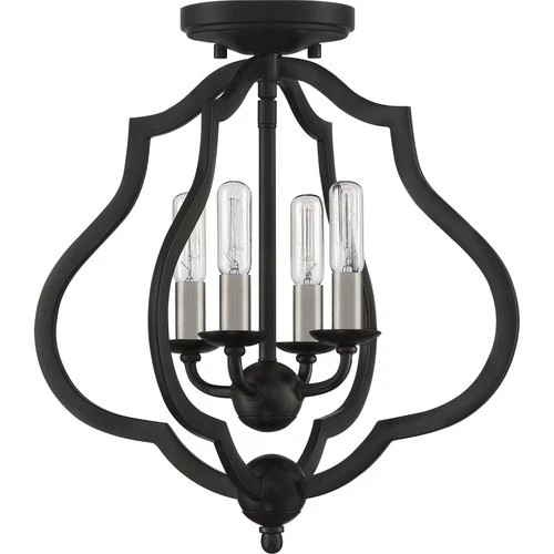 Quoizel OKF1715 O'Keefe 4 Light 15"W Semi-Flush Ceiling Fixture - Black - Picture 7 of 12