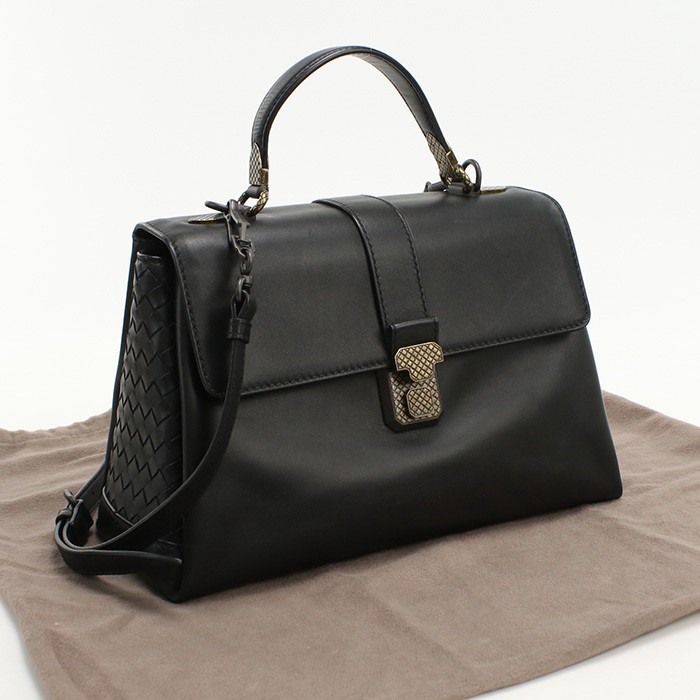 Bottega Veneta Tote Bag Black 2WAY Intrecciato Women's