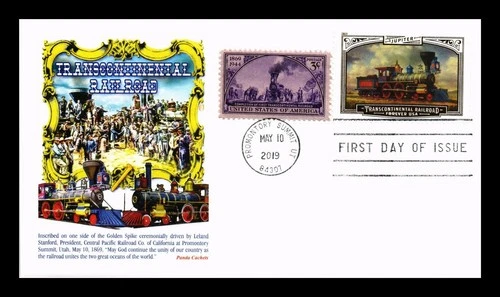 DR JIM STAMPS US TRANSCONTINENTAL RAILROAD FDC COMBO PANDA CACHET COVER