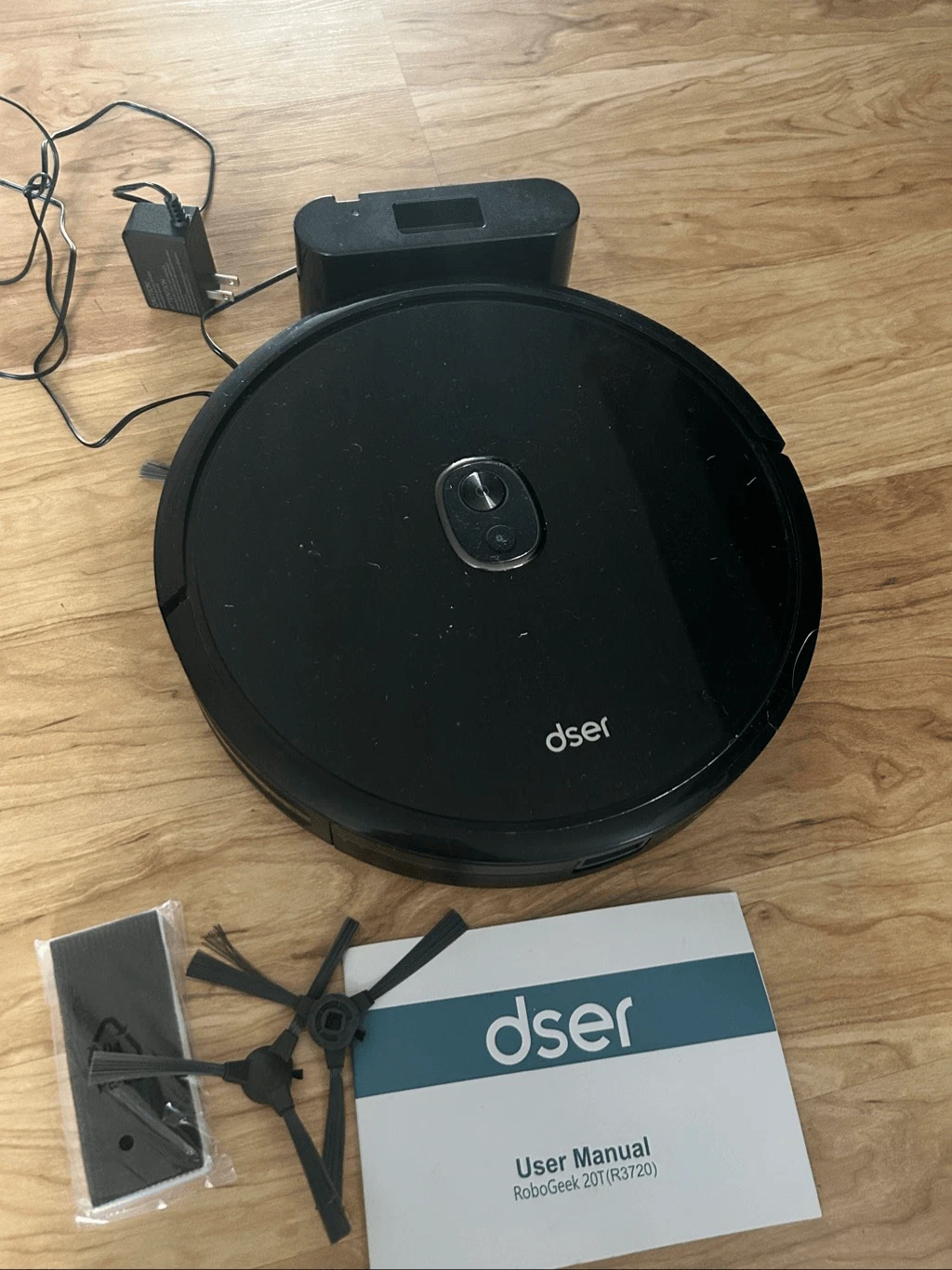 Dser robo vacuum black no remote with extra filter and manual